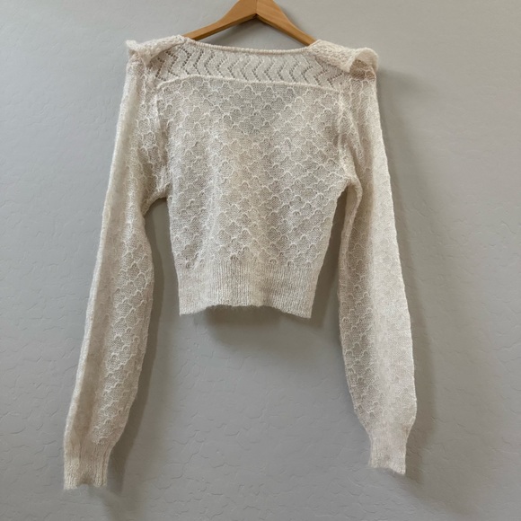 Free People Cream Lace Knit Top - Picture 2 of 7